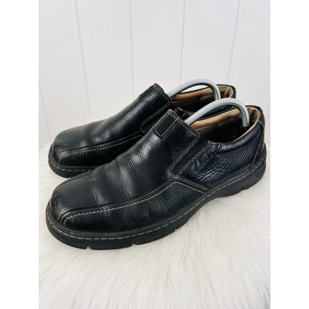 Dockers Agent Black Genuine Leather Slip-On Loafer Shoes Mens Size 9.5M